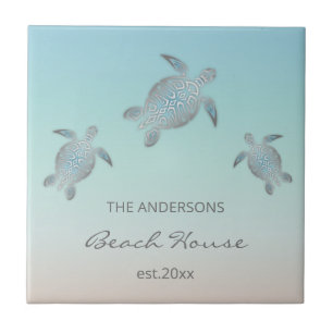 Silver Turtles Beach Style Ceramic Tile