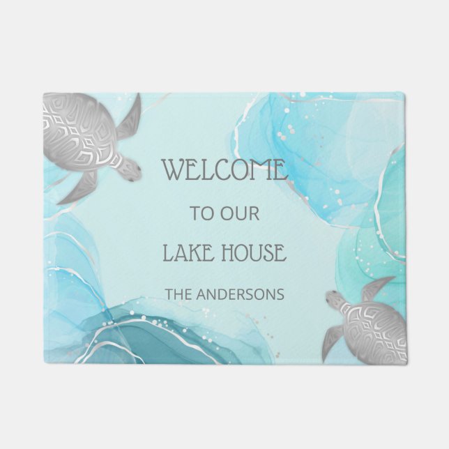 Silver Turtles Beach Style Doormat (Front)