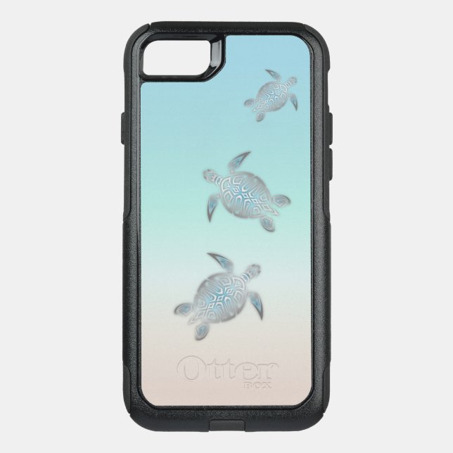Silver Turtles Beach Style Maritime Modern Otterbox iPhone Case (Back)