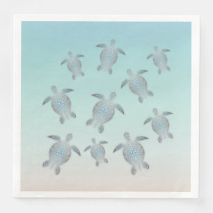 Silver Turtles Beach Style Paper Dinner Napkins
