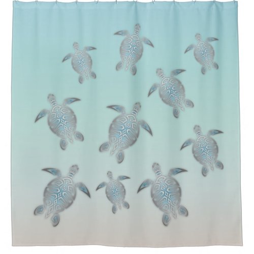 Silver Turtles Beach Style Shower Curtain