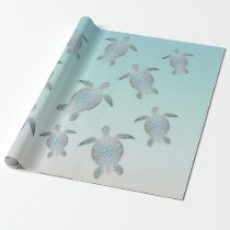 Silver Turtles Beach Style Wrapping Paper