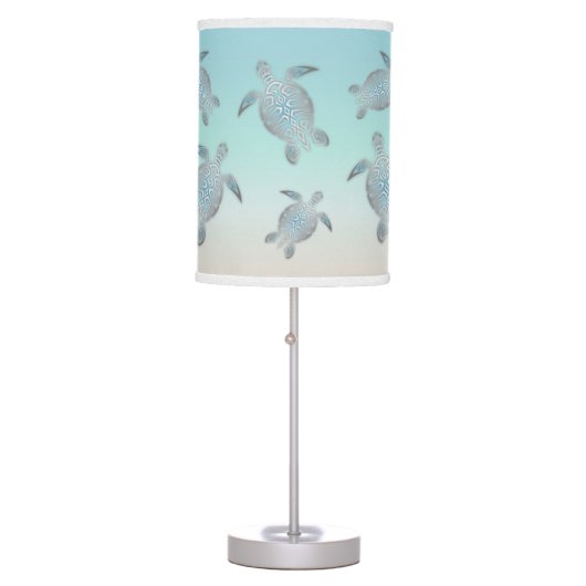 Silver Turtles Beach Themed  Table Lamp (Front)