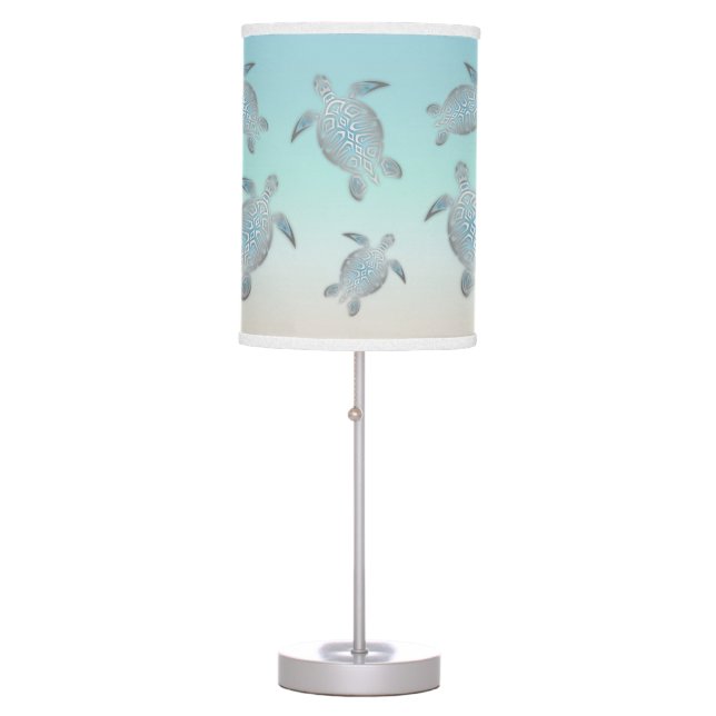 Silver Turtles Beach Themed  Table Lamp (Front)