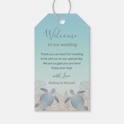 Silver Turtles Beach Wedding Welcome Bag Gift Tags