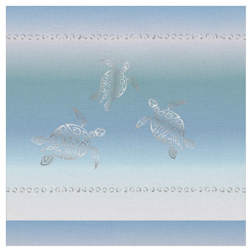 Silver Turtles Blue Gradient Pattern Fabric