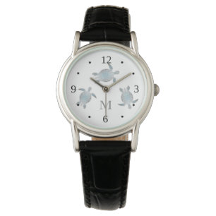 Silver Turtles Coastal Monogram Watch