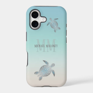 Silver Turtles Initials Your Name iPhone 17 Case