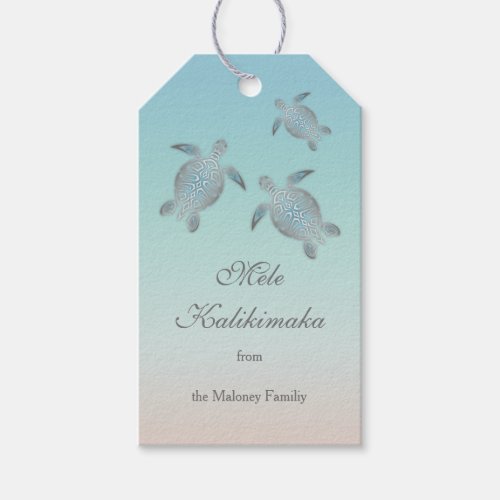 Silver Turtles   Mele Kalikikmaka  Christmas Gift Tags