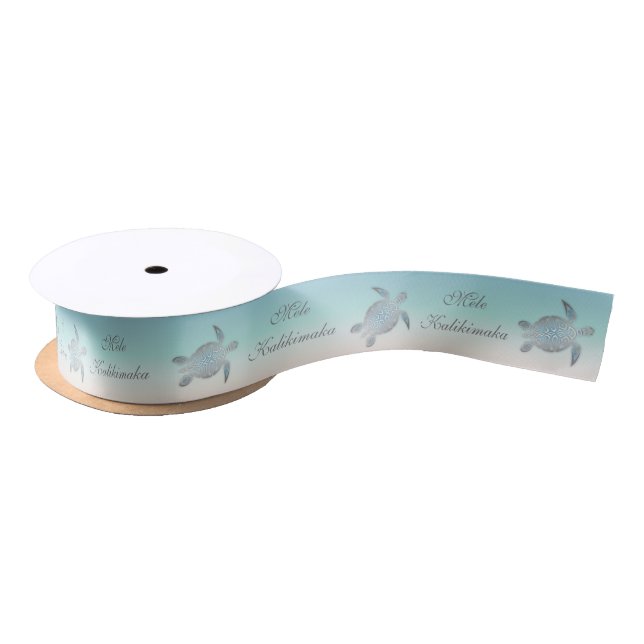 Silver Turtles | Mele Kalikimaka | Christmas Satin Ribbon (Spool)