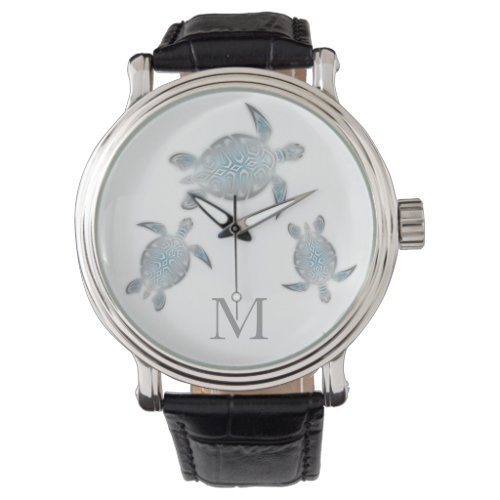 Silver Turtles Monogram Watch