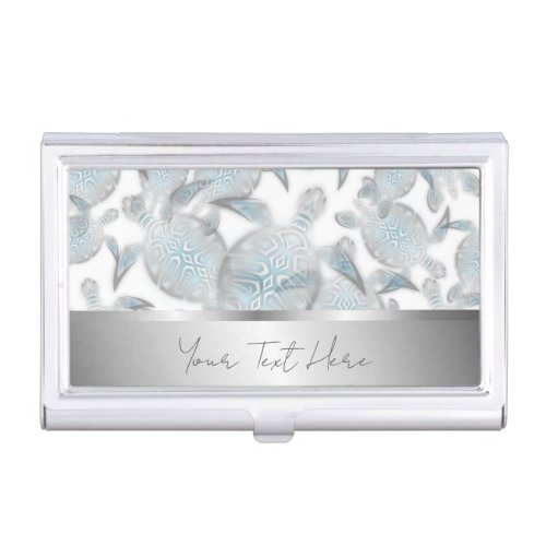 Silver Turtles  Pattern Business Card Holder