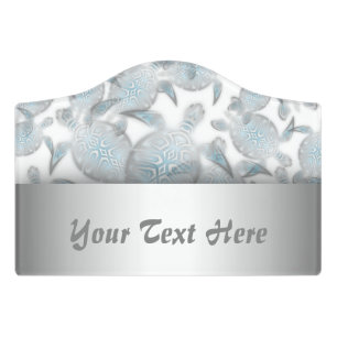 Silver Turtles Pattern Coastal Bathroom Door Sign