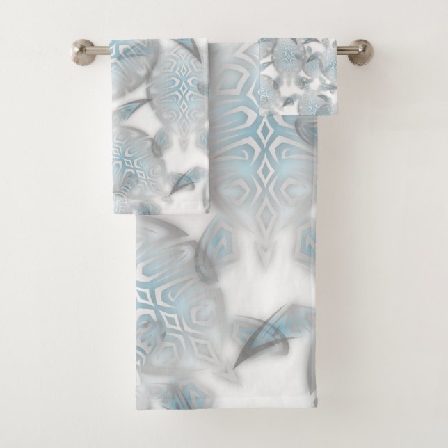 Silver Turtles  Pattern Nautical Bath Towel Set (Insitu)
