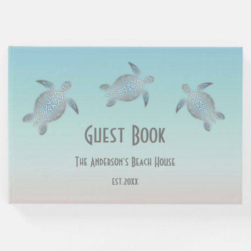 Silver Turtles Turquoise Coastal Beach House Guest Book