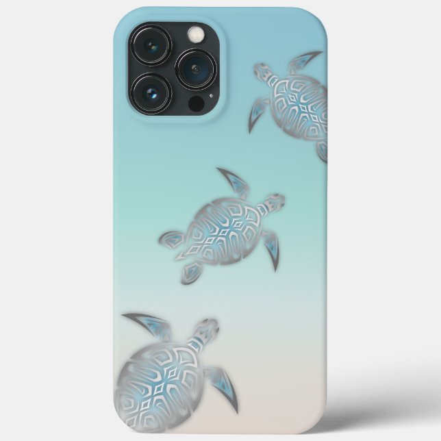 Silver Turtles Turquoise Coastal Maritime  Case-Mate iPhone Case (Back)