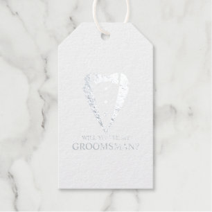 Silver Tuxedo Suit Personalized Groomsman Proposal Foil Gift Tags