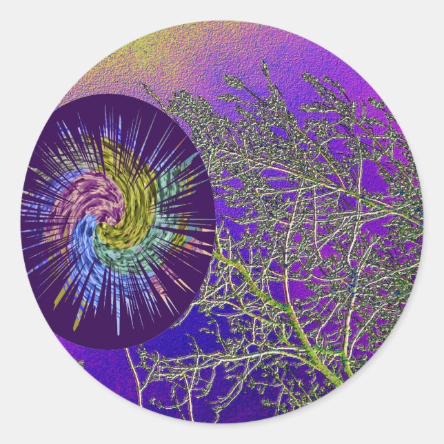 Silver Tweeks n Holy Purple Roving Star Classic Round Sticker (Front)