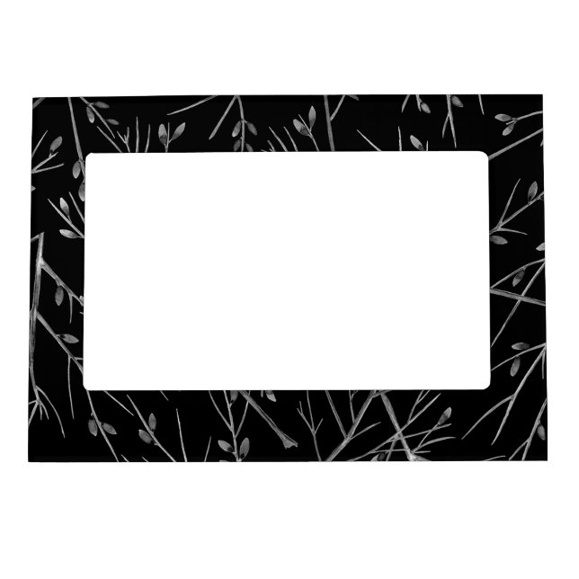Silver Twigs on Black Magnetic Frame (Front)