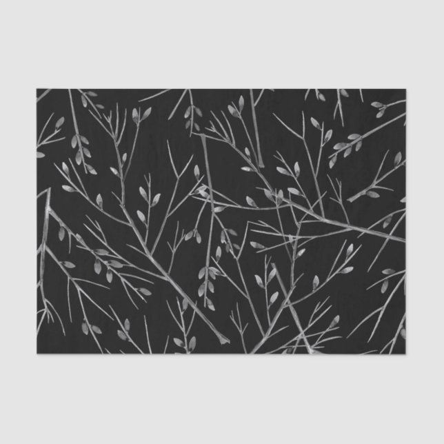Silver Twigs on Black Tissue Paper (Front)