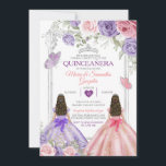 Silver Twin Princess Purple And Pink Quinceañera Invitation<br><div class="desc">EDITABLE Silver Twin Princess Purple And Pink Quinceañera Invitation
Elegant Pink Quinceañera Purple Floral & Silver Crown Mexican Butterfly Invitation
Mis Quince 15 Anos,  16th Birthday</div>