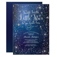 Silver Twinkle Little Star Baby Shower Invitation