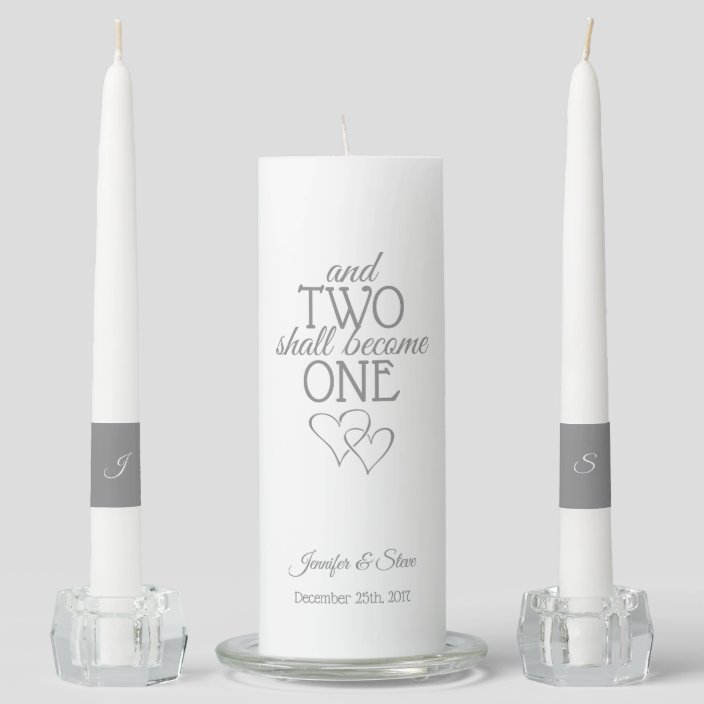 Silver Two Become One Wedding Unity Candle Set | Zazzle.com