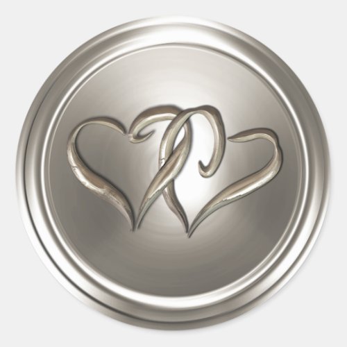 Silver Two Hearts Envelope Seal