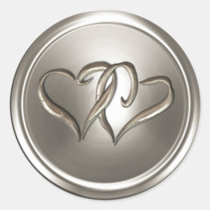 Silver Two Hearts Envelope Seal