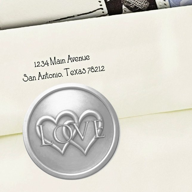 Silver Two Hearts Intertwined Wedding Classic Round Sticker (Creator Uploaded)
