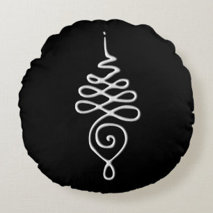 Silver Unalome Round Pillow