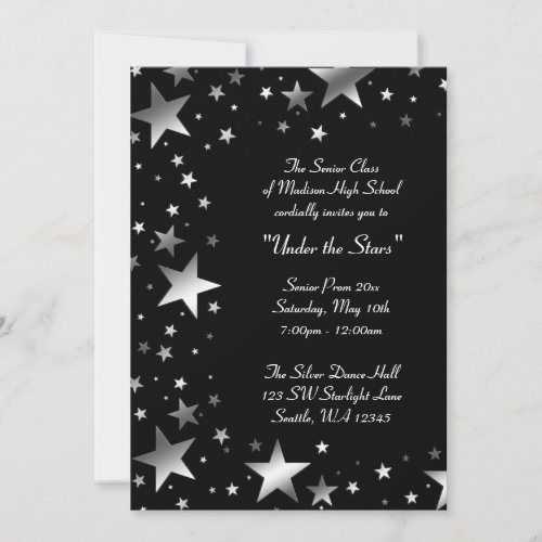Silver Under the Stars Prom Formal Custom Invitation