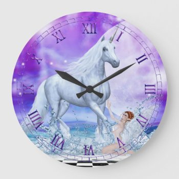 Silver Unicorn And Water Nymph Wall Clock by UTeezSF at Zazzle
