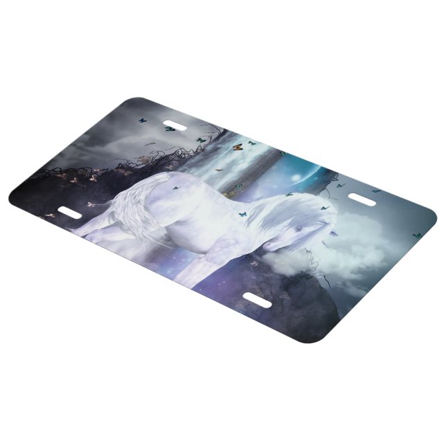 Silver Unicorn License Plate (Side)