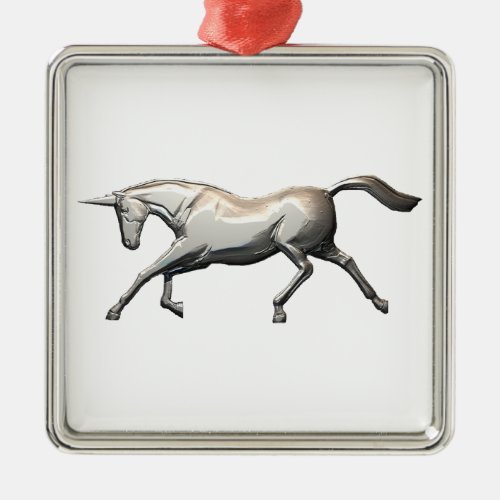 Silver Unicorn Metal Ornament