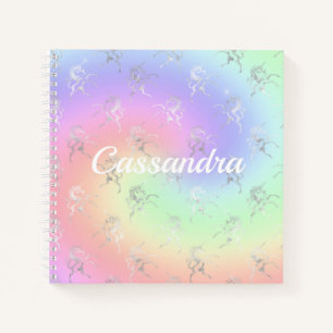 Silver Unicorn Pastel Ombre Monogram Sketchbook Notebook