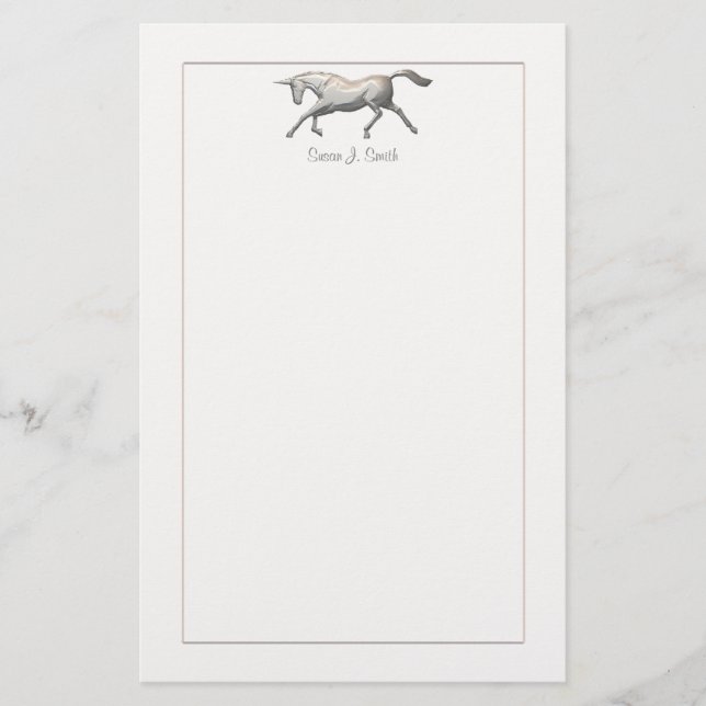 Silver Unicorn Stationery (Front)
