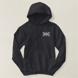 Silver Union Jack Flag England Swag Embroidery Embroidered Hoodie