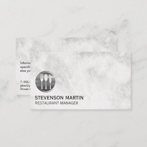 Silver Utensils Logo  Marble Business Card