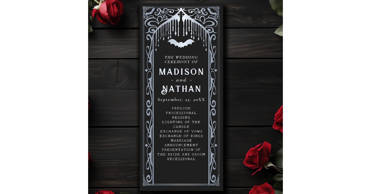 Silver Vampire Cathedral Gothic Wedding Program | Zazzle