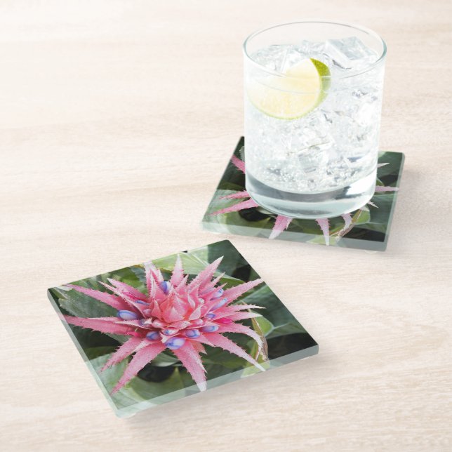 Silver Vase Plant Bloom Floral Glass Coaster (Angled)