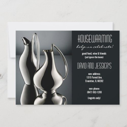 silver vases housewarming invitation