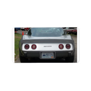 Silver vette rear view antique classic car label
