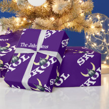 Silver Viking Helmet Skol Wrapping Paper