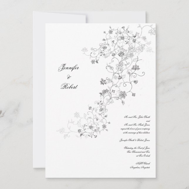 Silver Vines Wedding Invitation (Front)