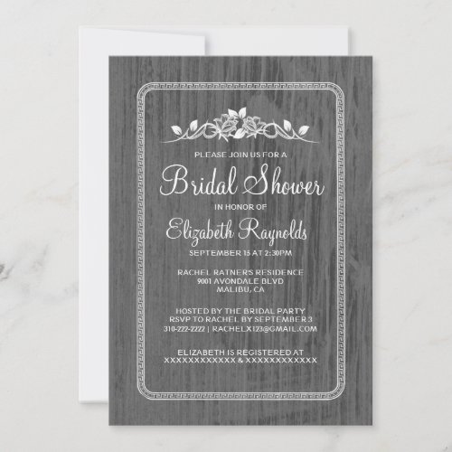 Silver Vintage Barn Wood Bridal Shower Invitations