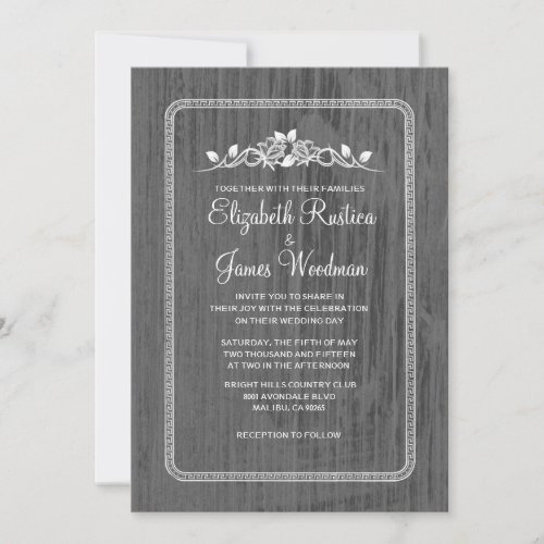 Silver Vintage Barn Wood Wedding Invitations