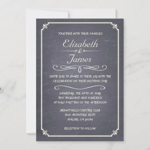 Silver Vintage Chalkboard Wedding Invitations