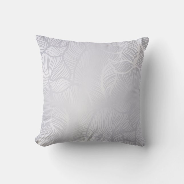 Silver vintage Damask  Throw Pillow (Front)