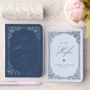 Silver Vintage Frame Elegant Wedding Vows Book